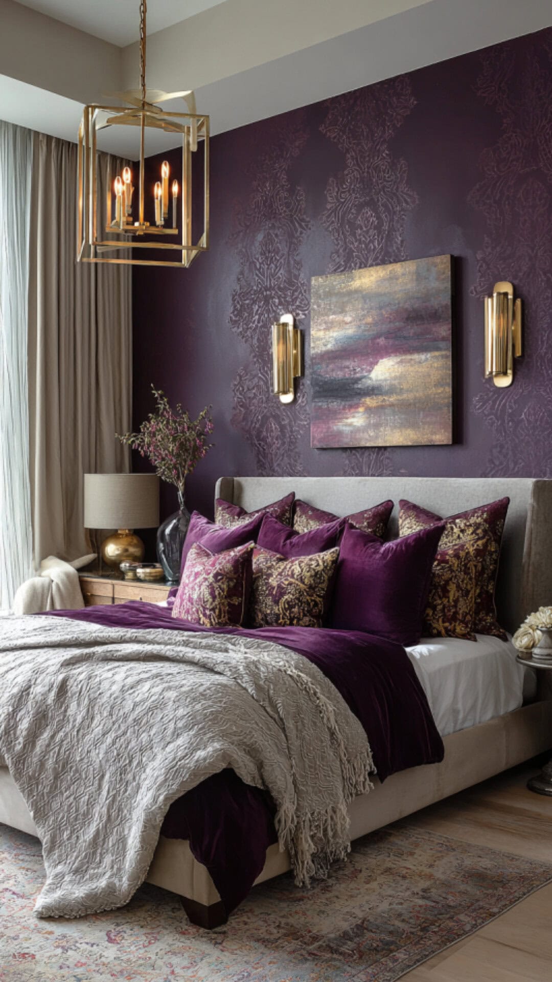 8. Purple Bedroom Accent Wall with Regal Energy