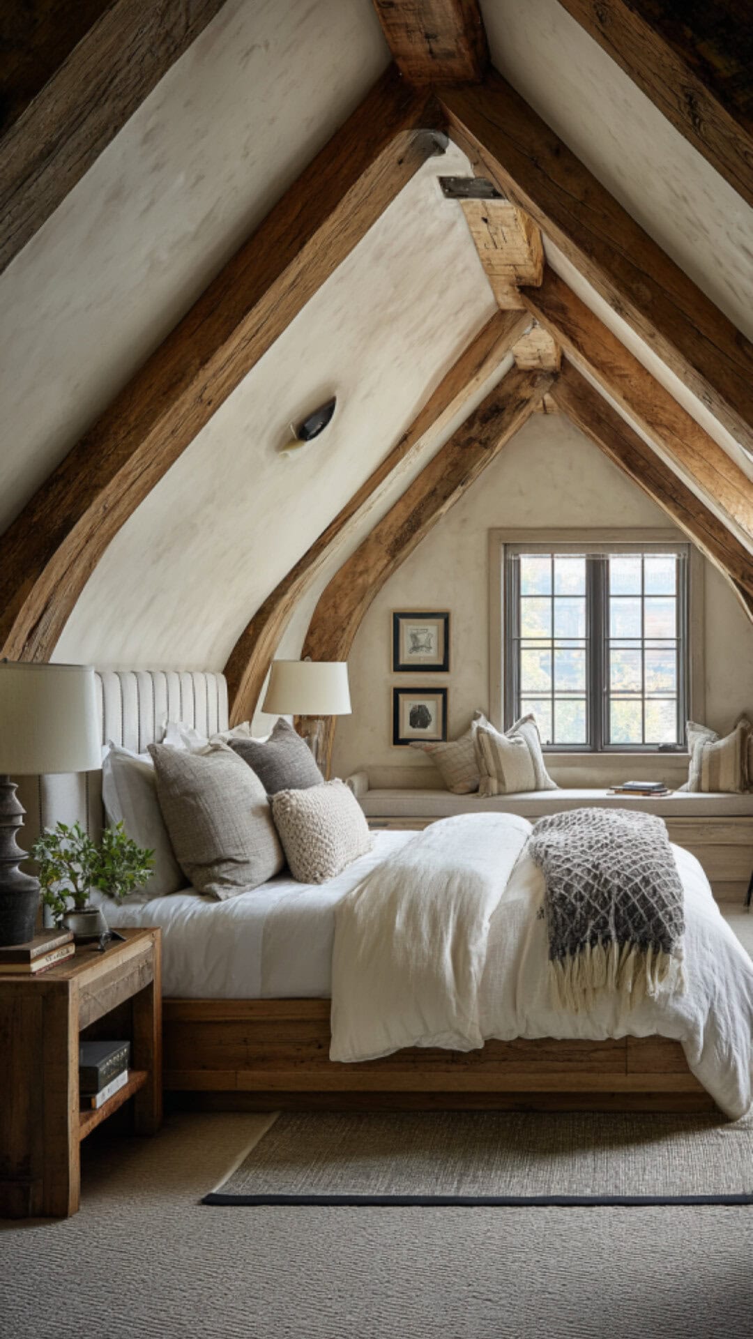 8. Cottage Attic Bedroom with Rustic Warmth