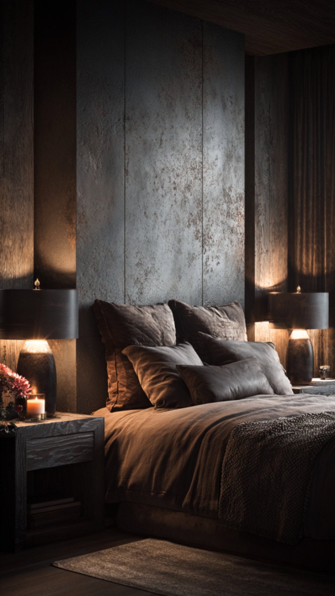 8. Brown Dark Bedroom with Earthy Luxury