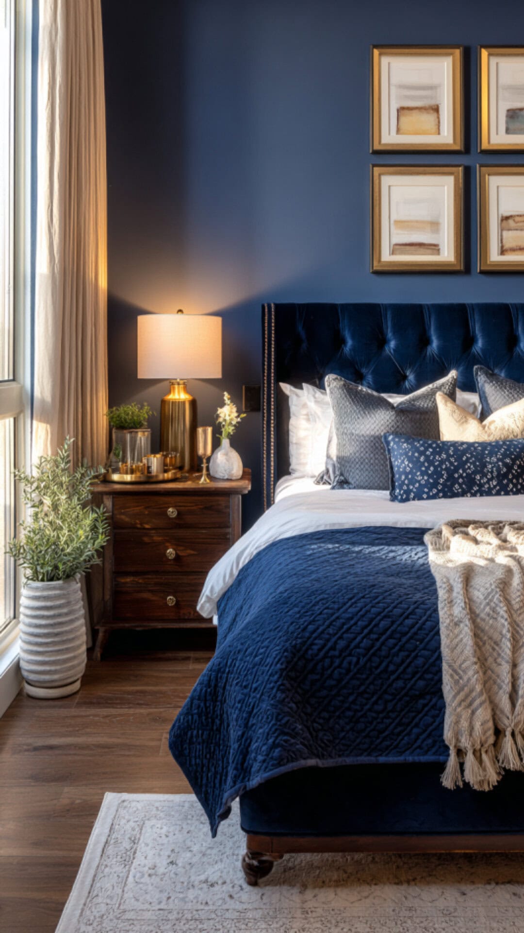 8. Royal Blue Bedroom for Couples with Bold Energy