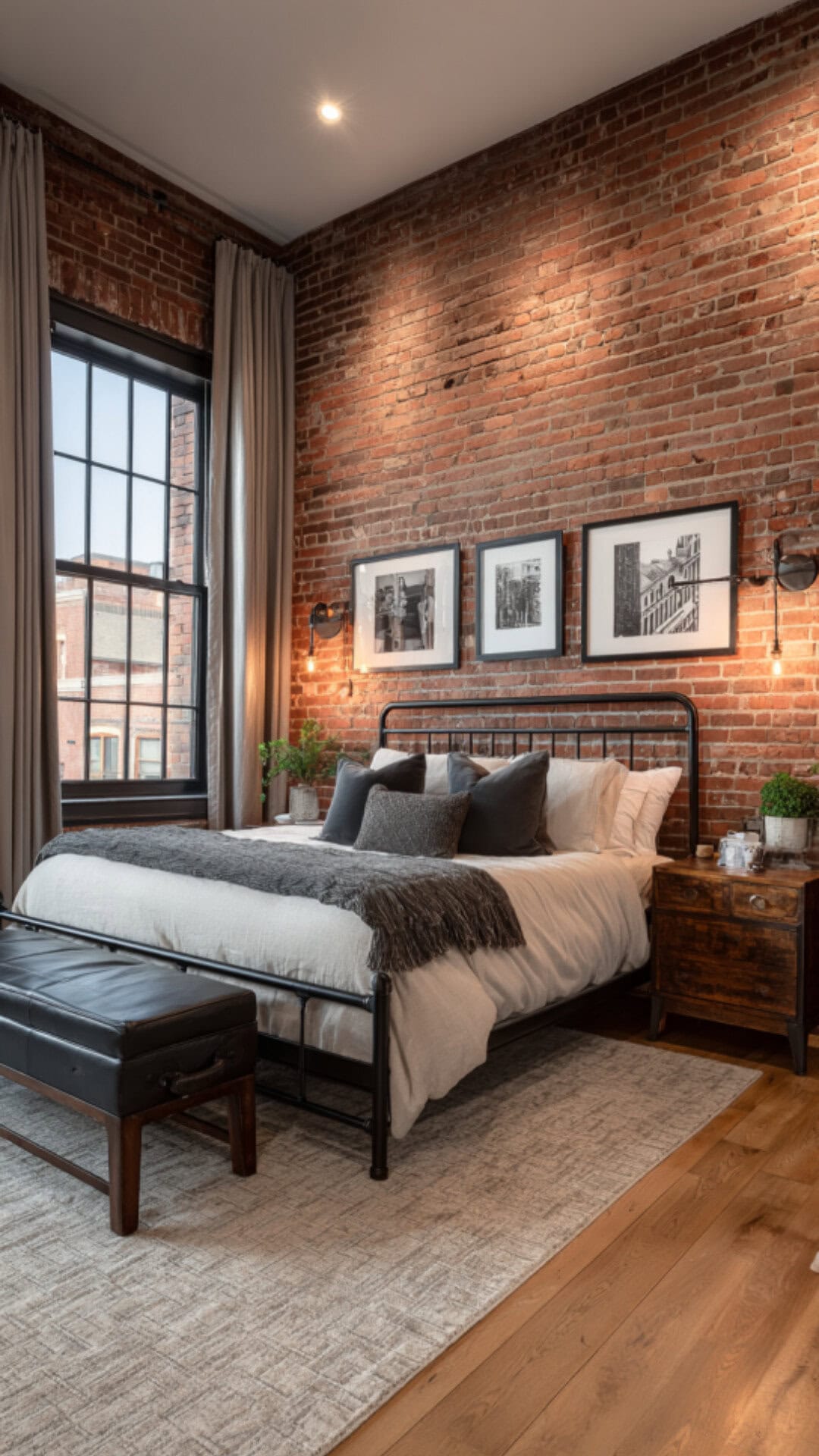 8. Brick Wallpaper for Bedroom with Rustic Texture