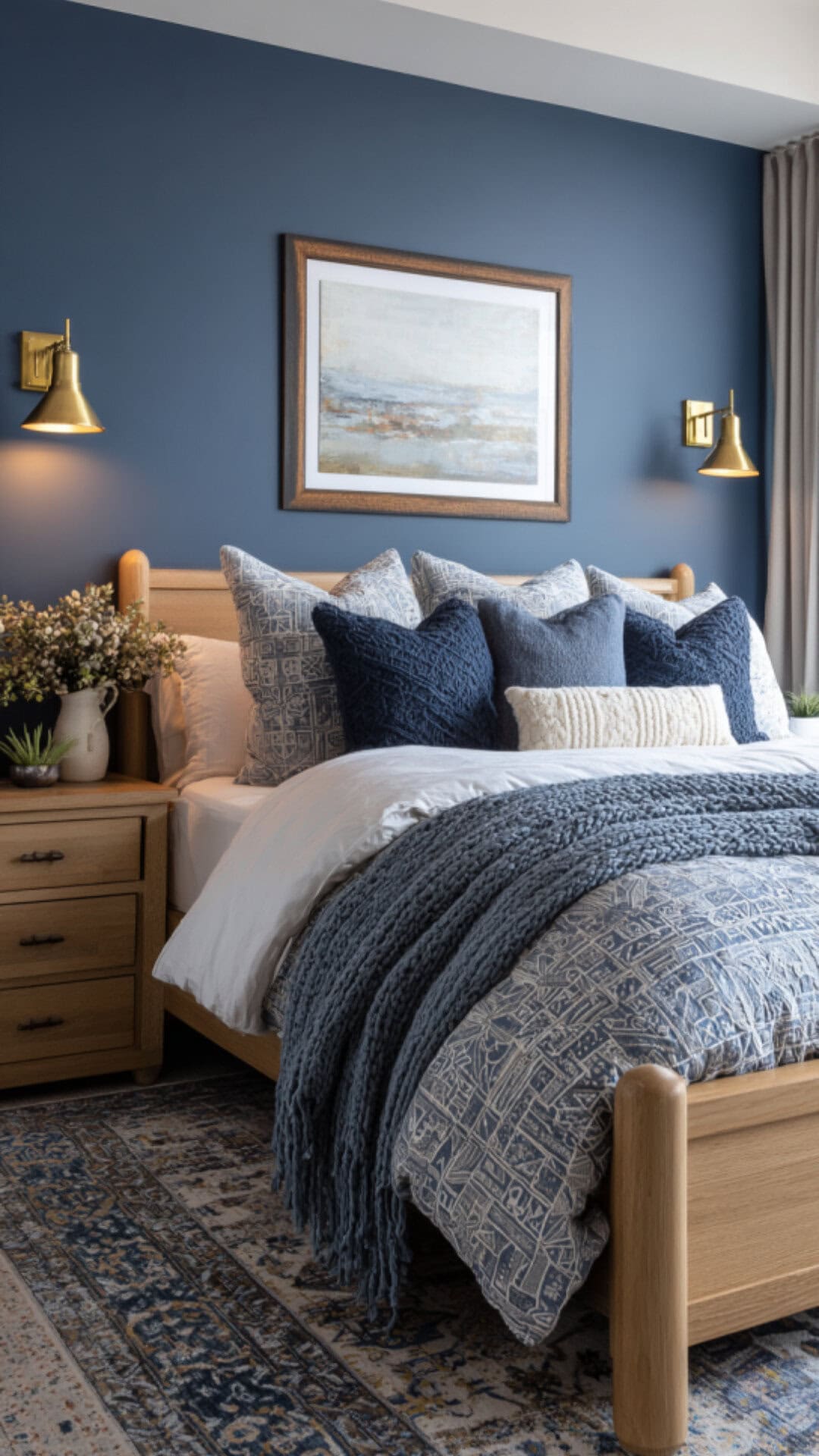 8. Blue Bedroom Design with Relaxing Tones
