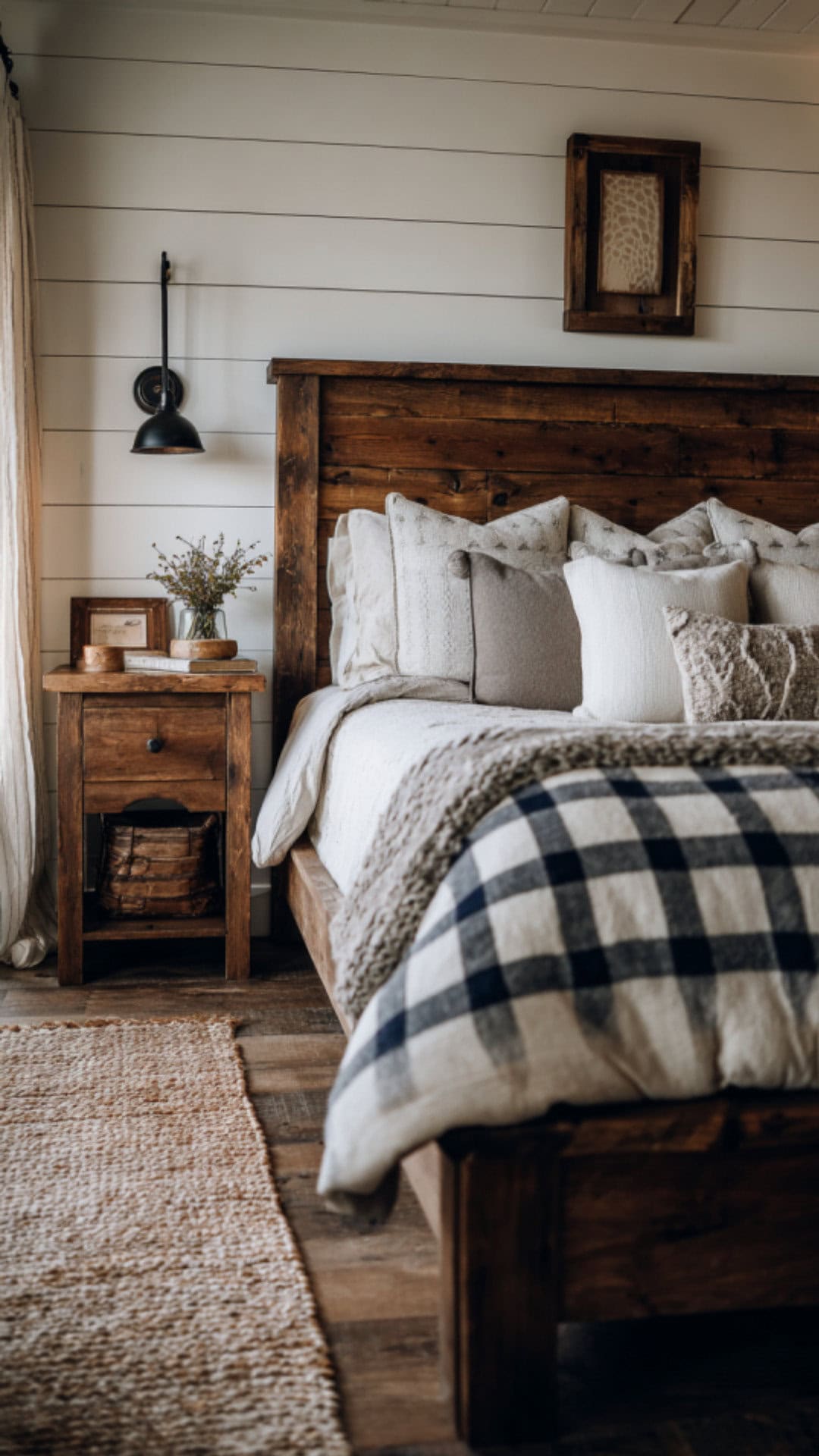 8. Farmhouse Tiny Bedroom with Rustic Warmth