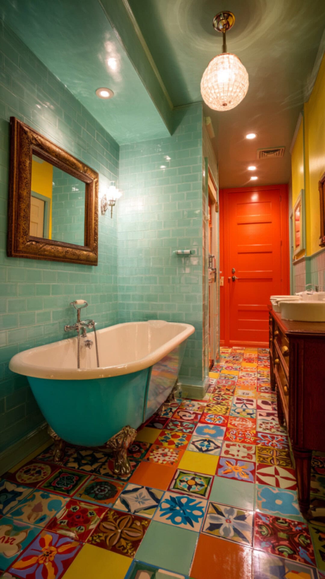 9. Retro Fun Bathroom with Vintage Flair