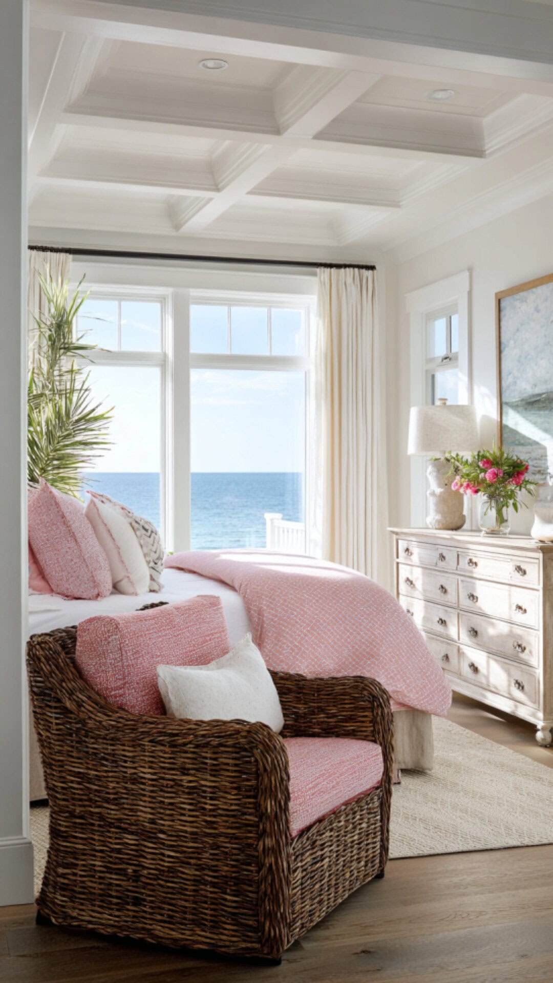 9. Coastal Pink Bedroom with Relaxed Breeze