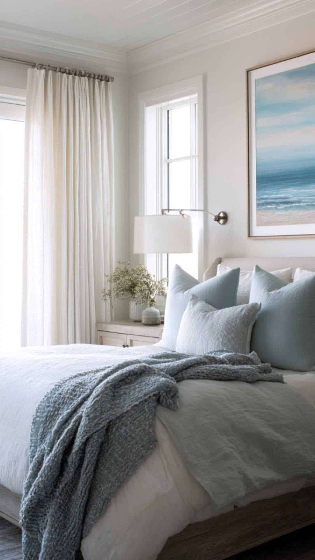 9. Coastal Simple Bedroom with Breezy Serenity