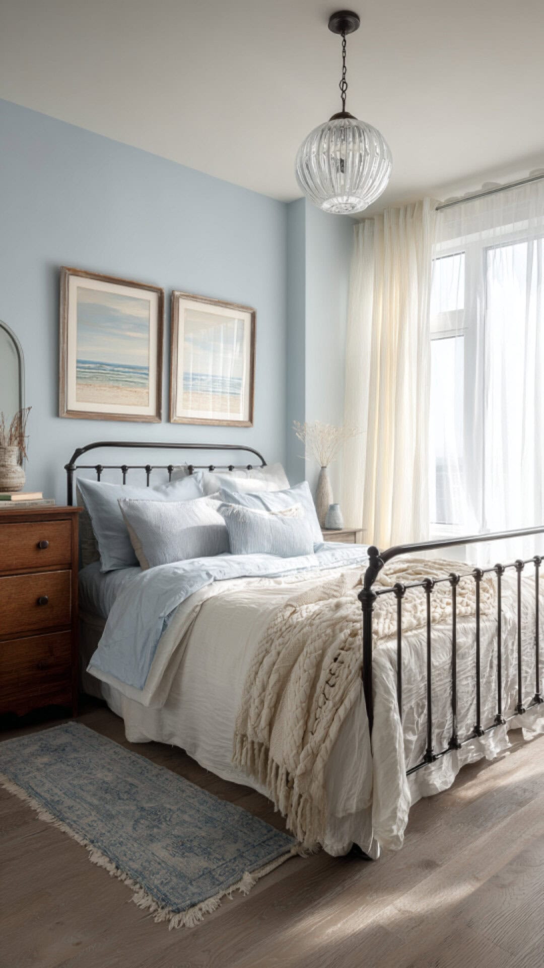 9. Blue Vintage Bedroom with Soothing Appeal
