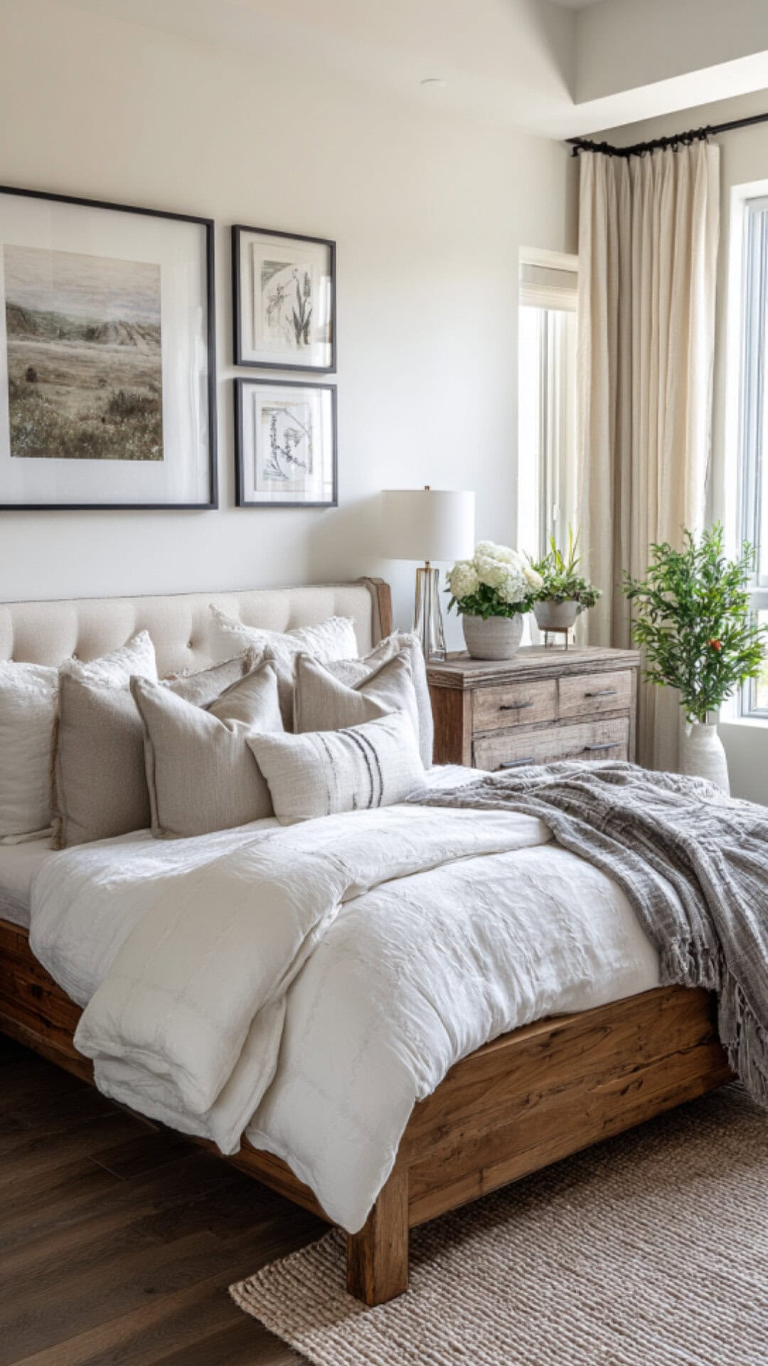 9. Modern Rustic Bedroom with Sleek Warmth