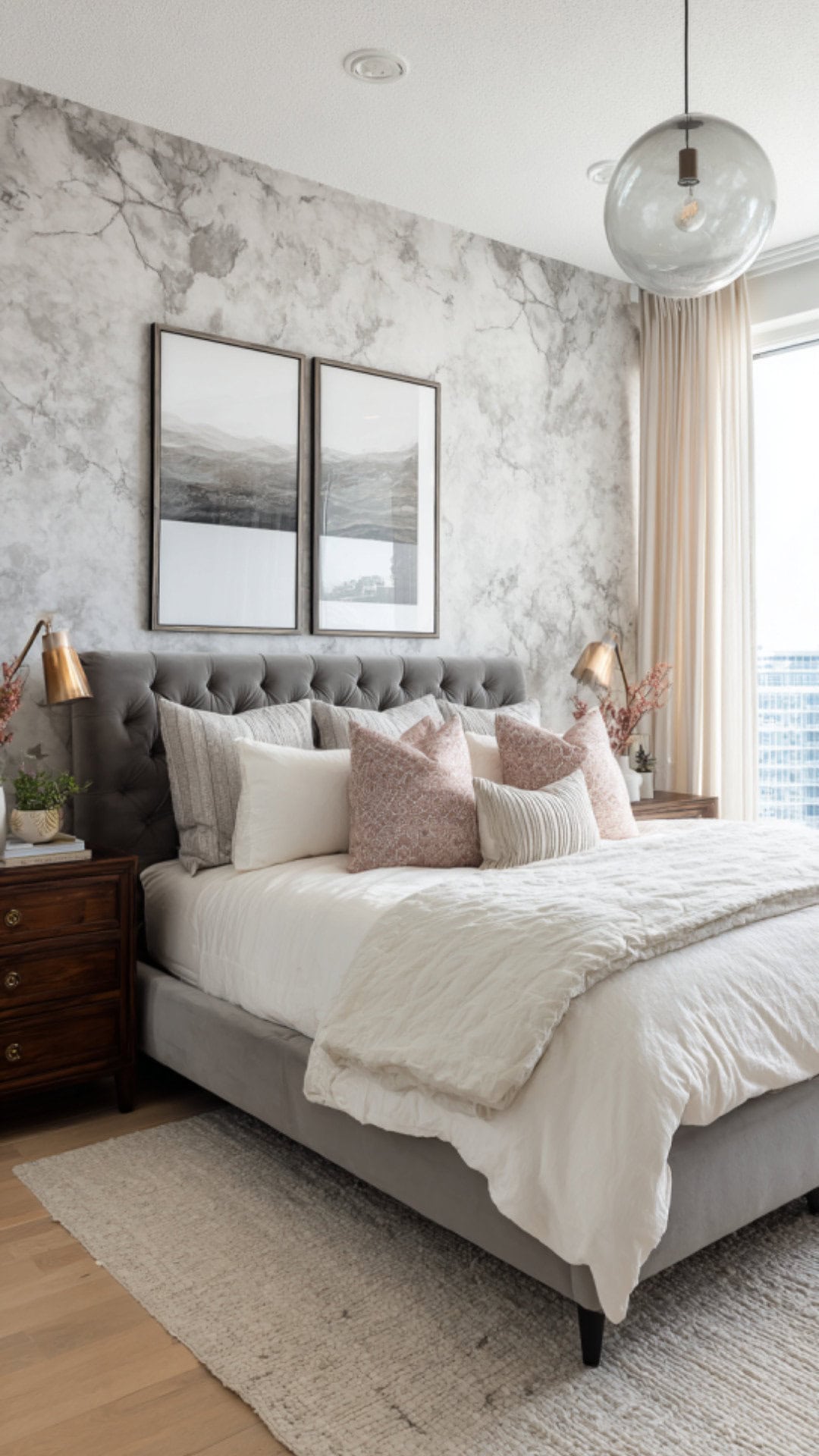 9. Marble Wallpaper for Bedroom with Luxurious Appeal