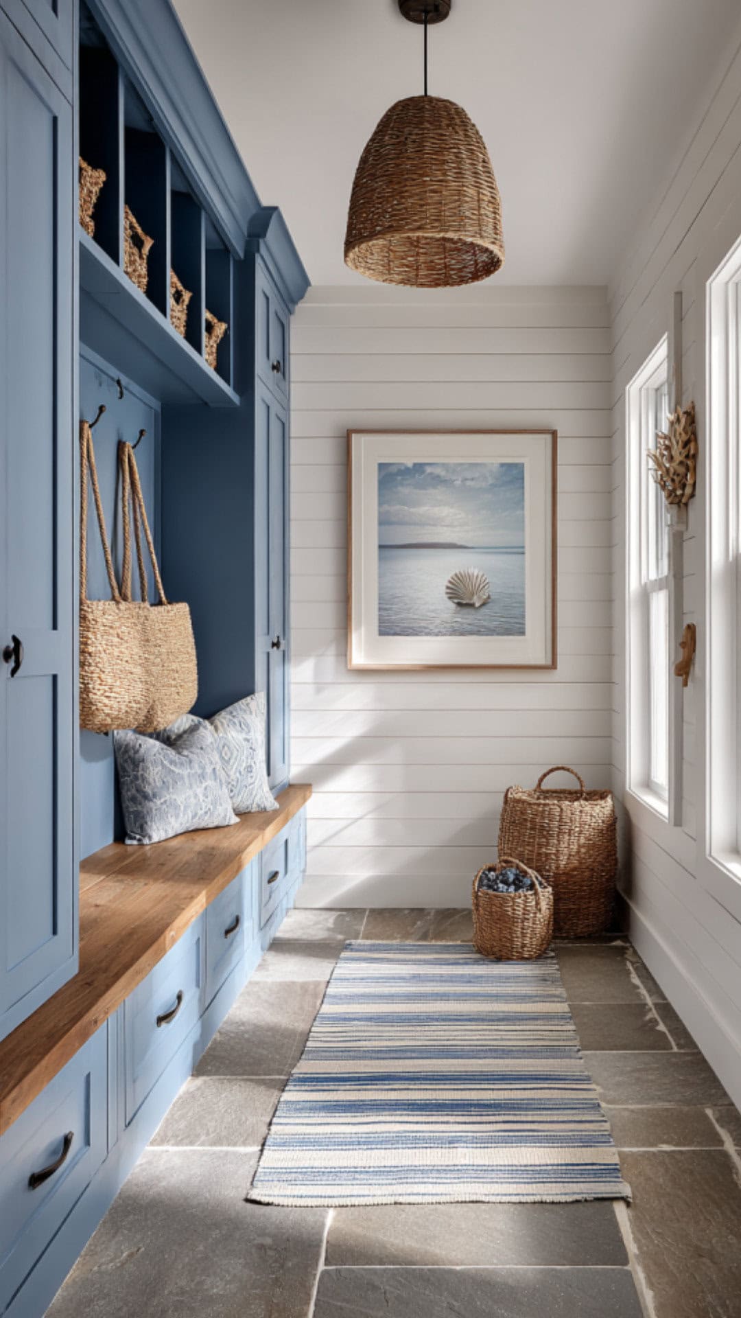 9. Coastal-Themed Mud Room