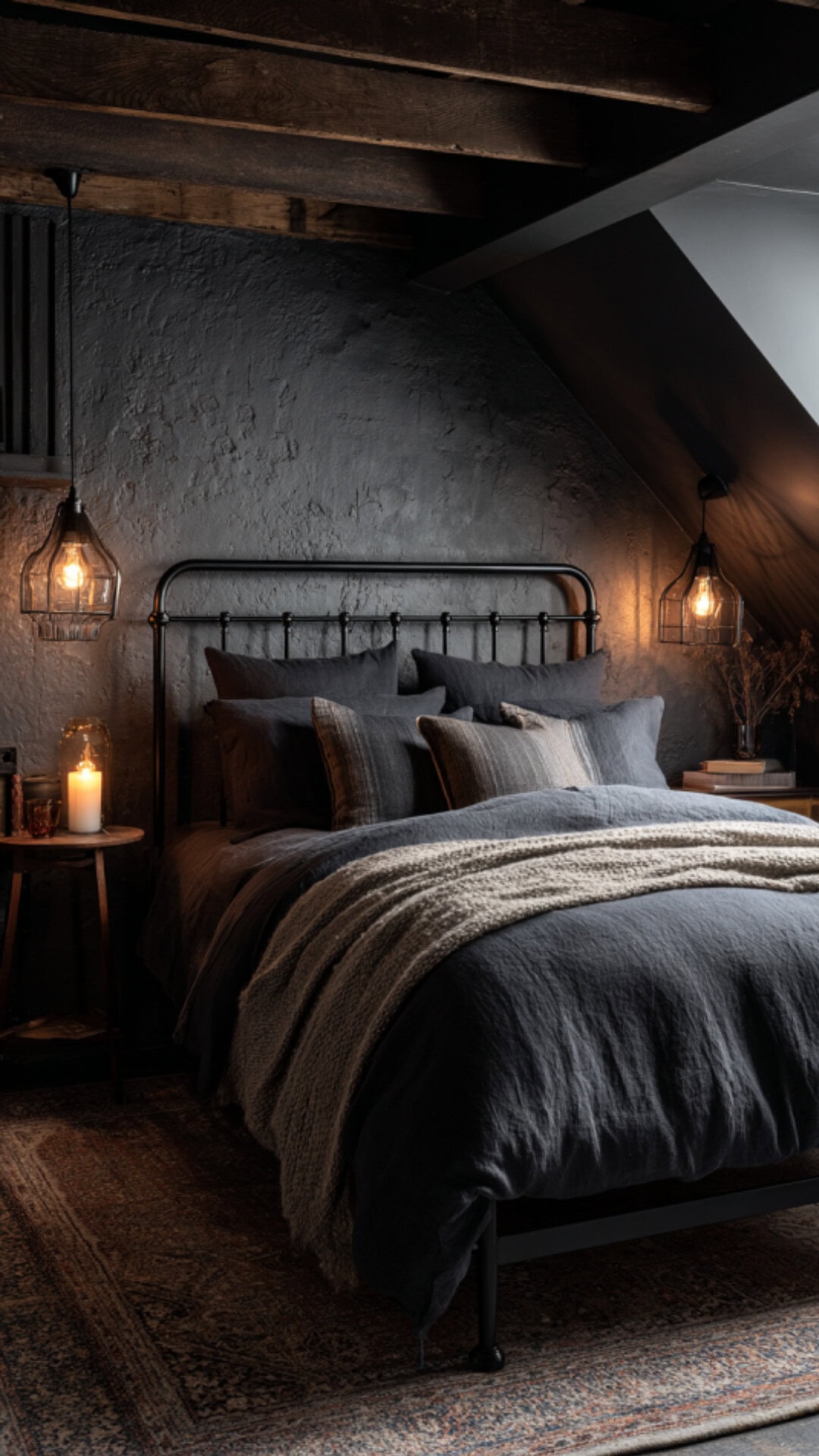 9. Dark Loft Bedroom with Moody Charm