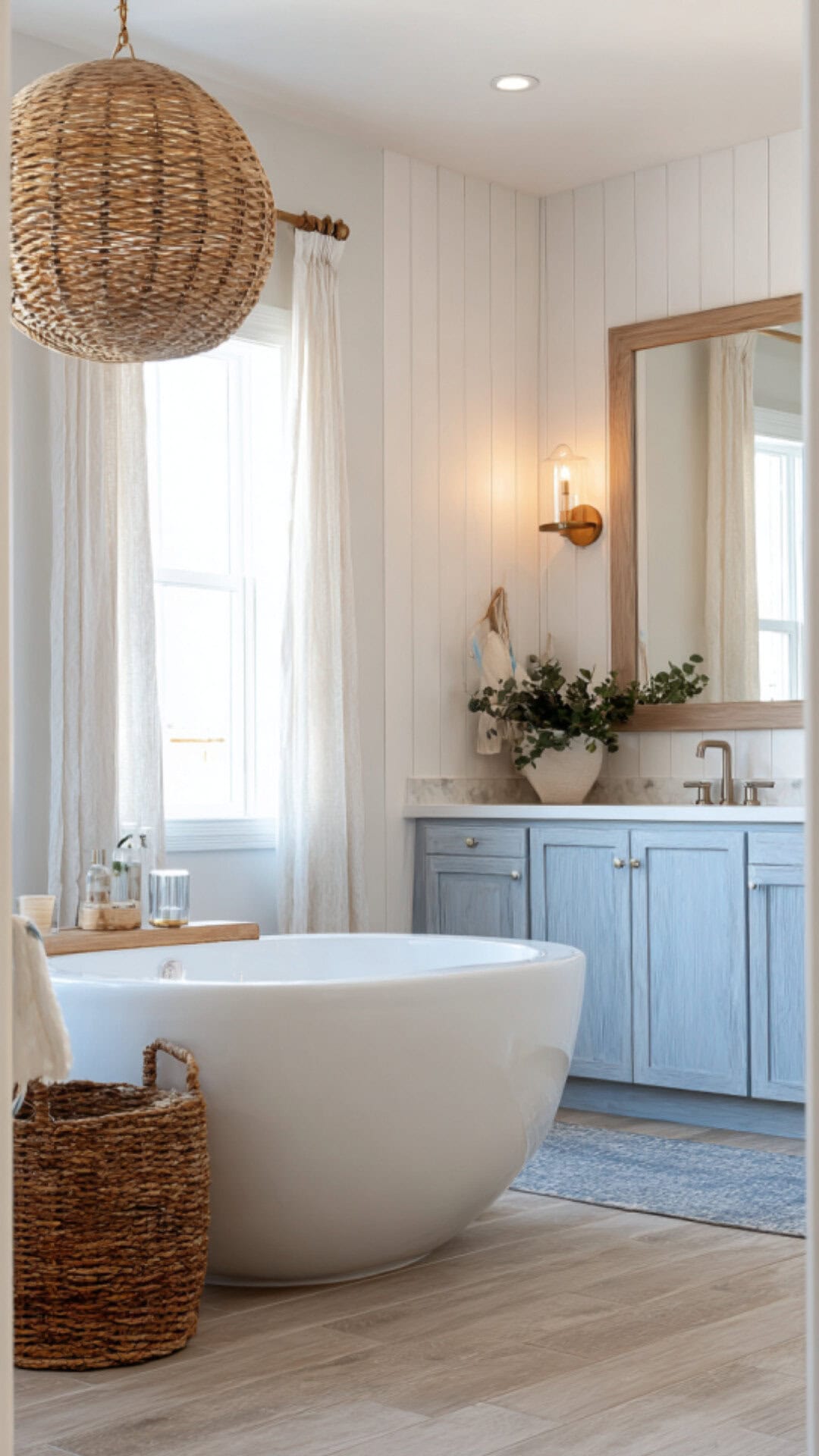9. Coastal French Bathroom with Breezy Charm