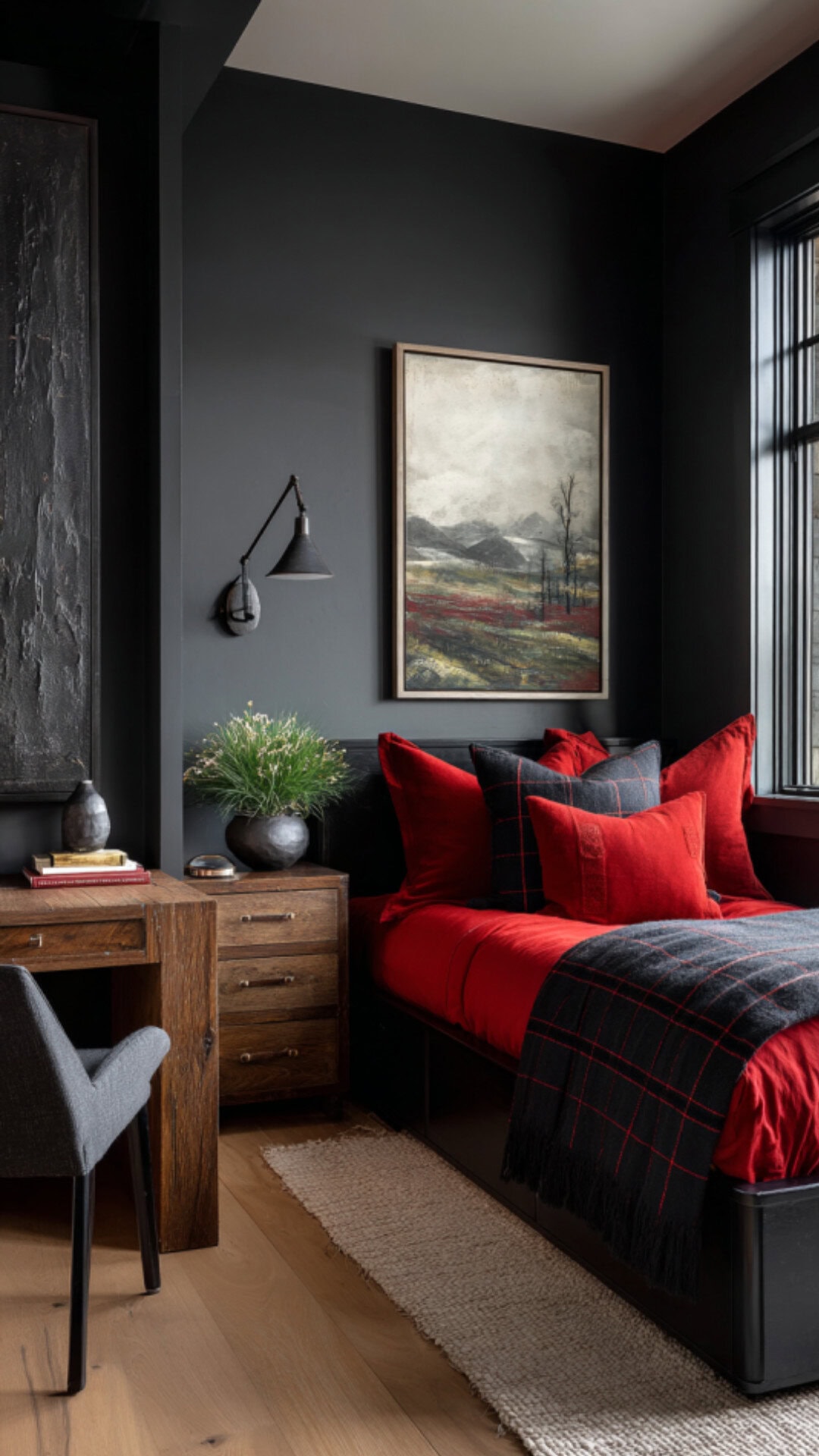 10. Black and Red Bedroom for Teenage Boys