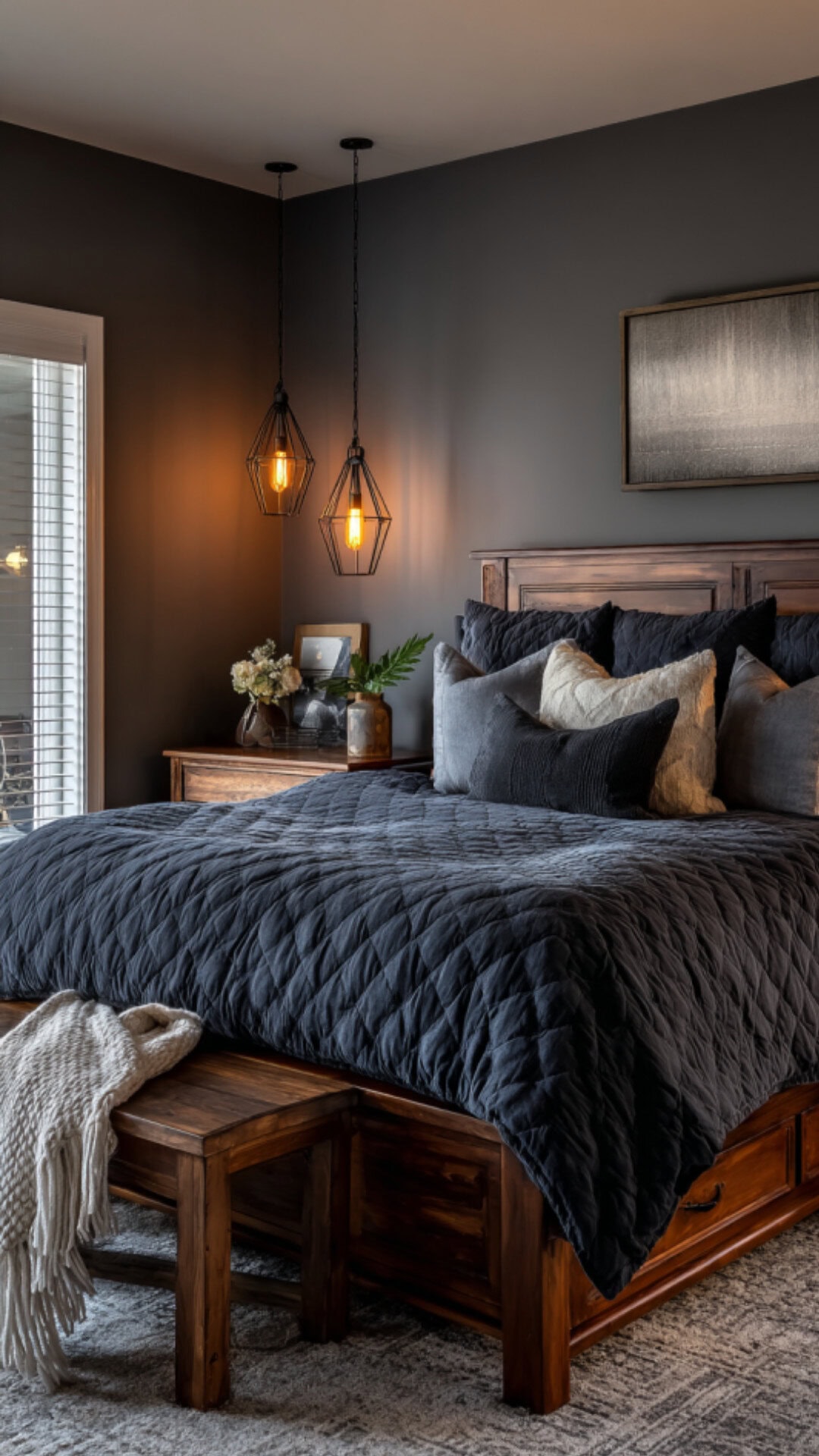 12. Dark Bedroom Color Combination with Moody Style