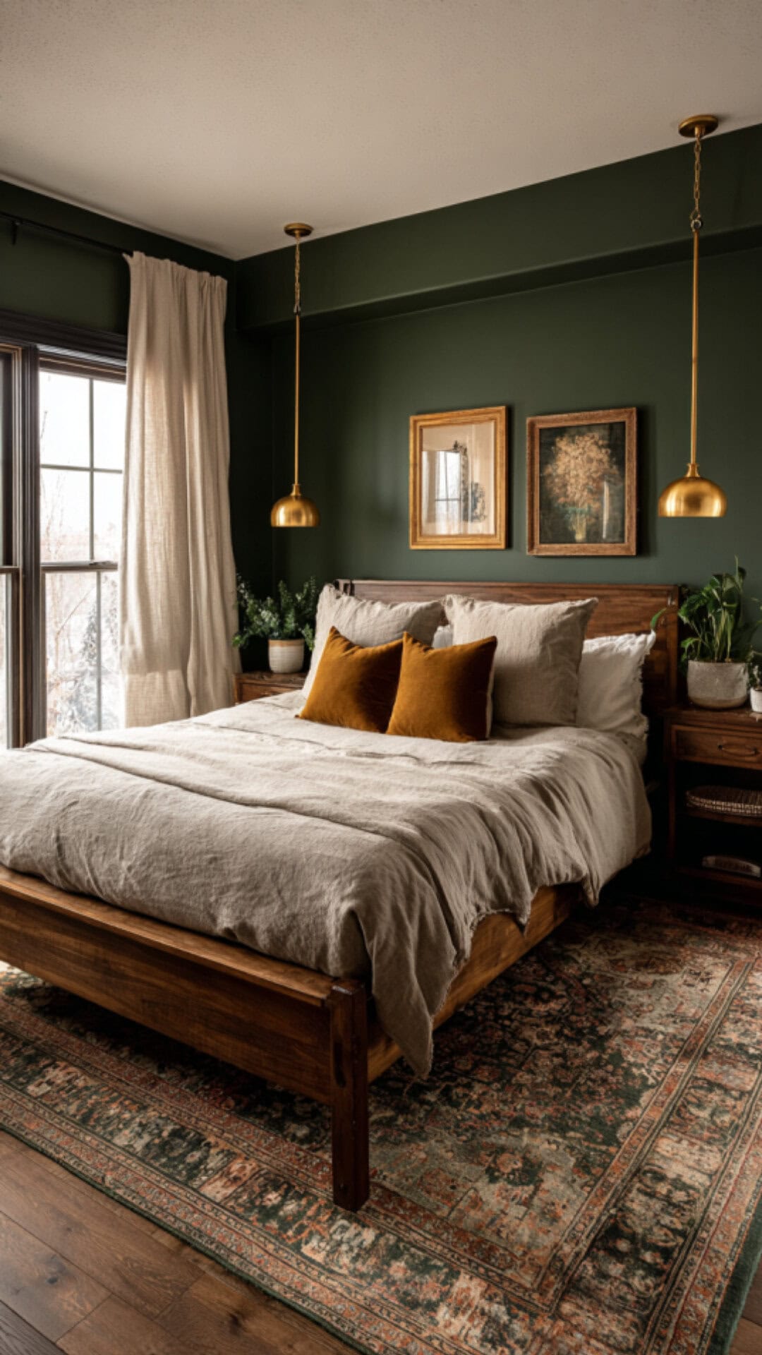 2. Green Dark Romantic Bedroom
