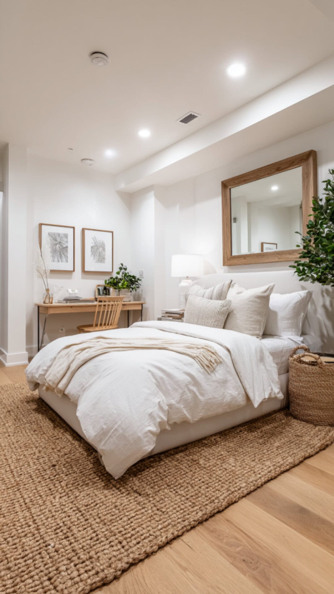 2. White Basement Bedroom