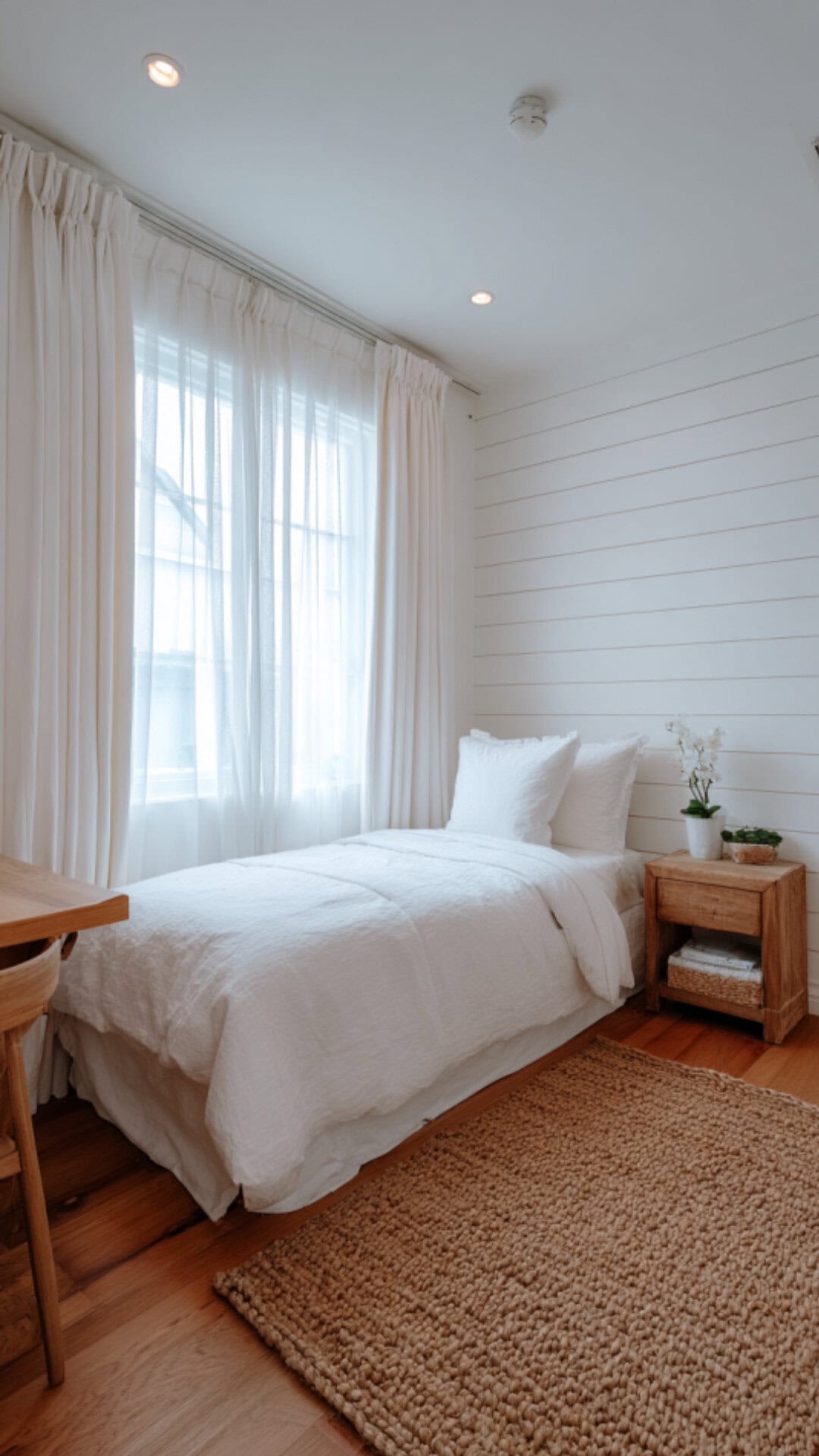 3. White Single Bedroom