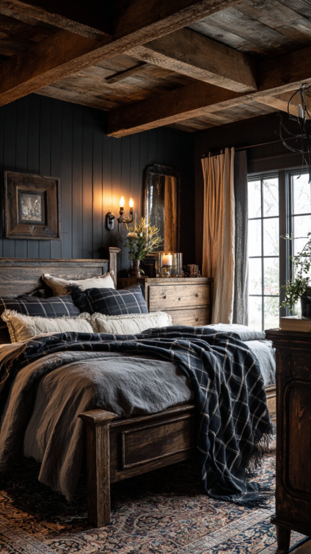 4. Farmhouse Dark Romantic Bedroom
