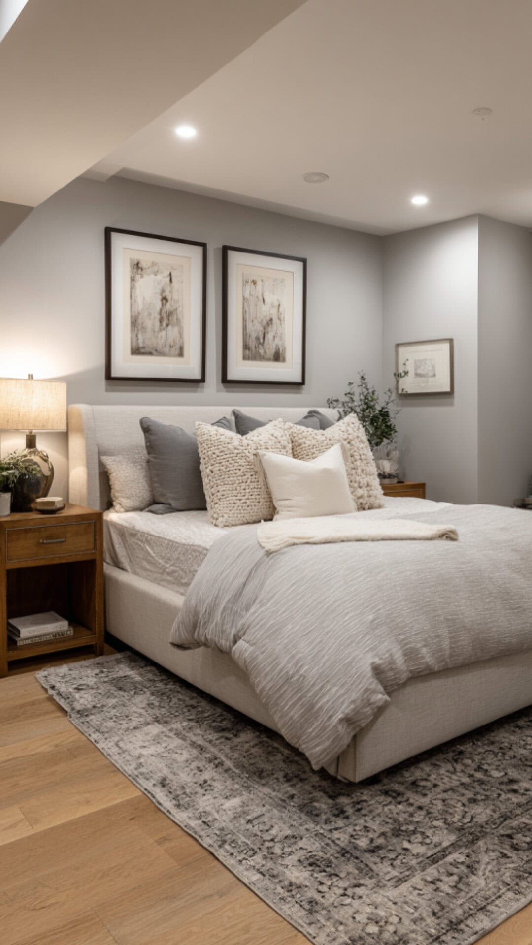 4. Grey Basement Bedroom