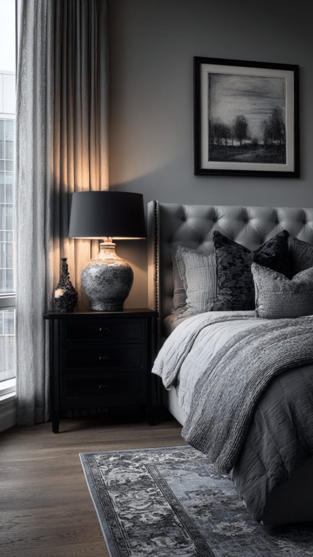 6. Grey Dark Romantic Bedroom