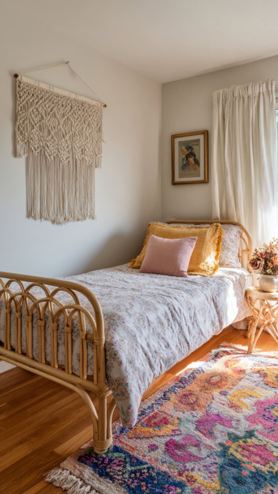 6. Boho-Themed Single Bedroom