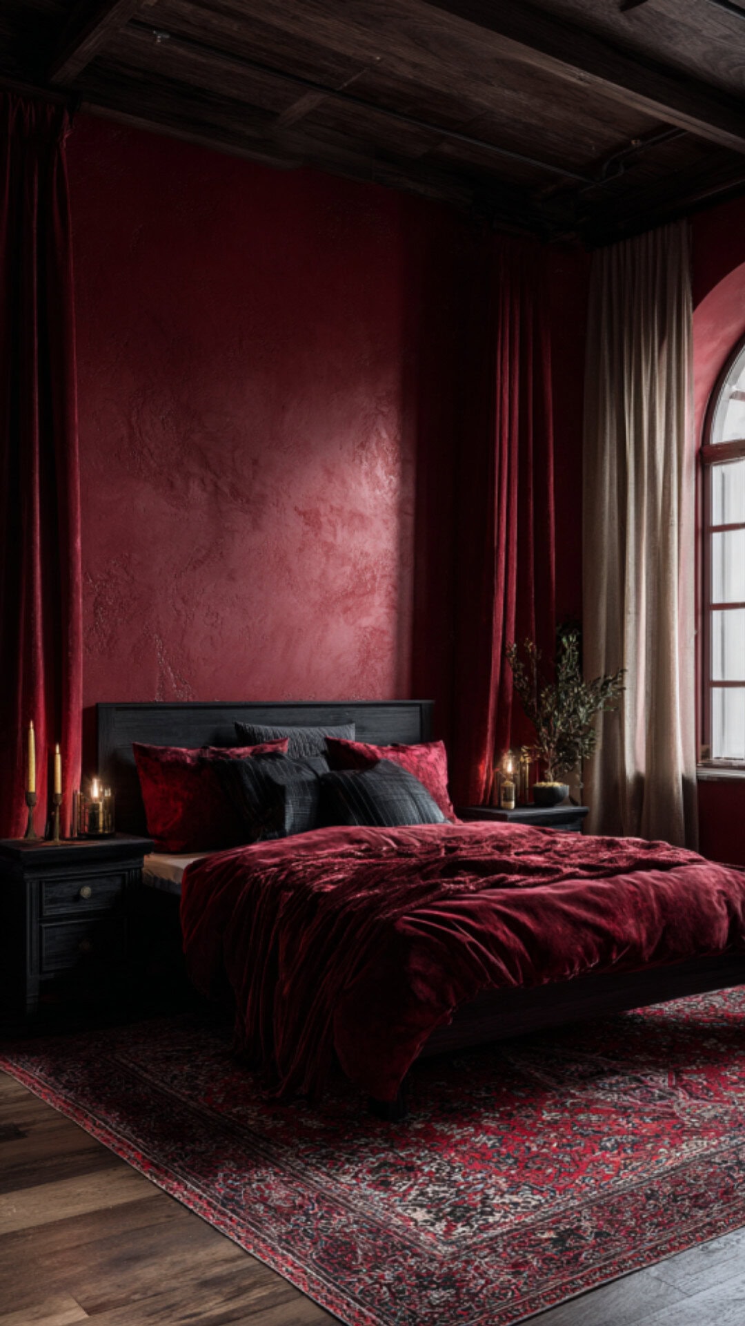 7. Red Dark Romantic Bedroom