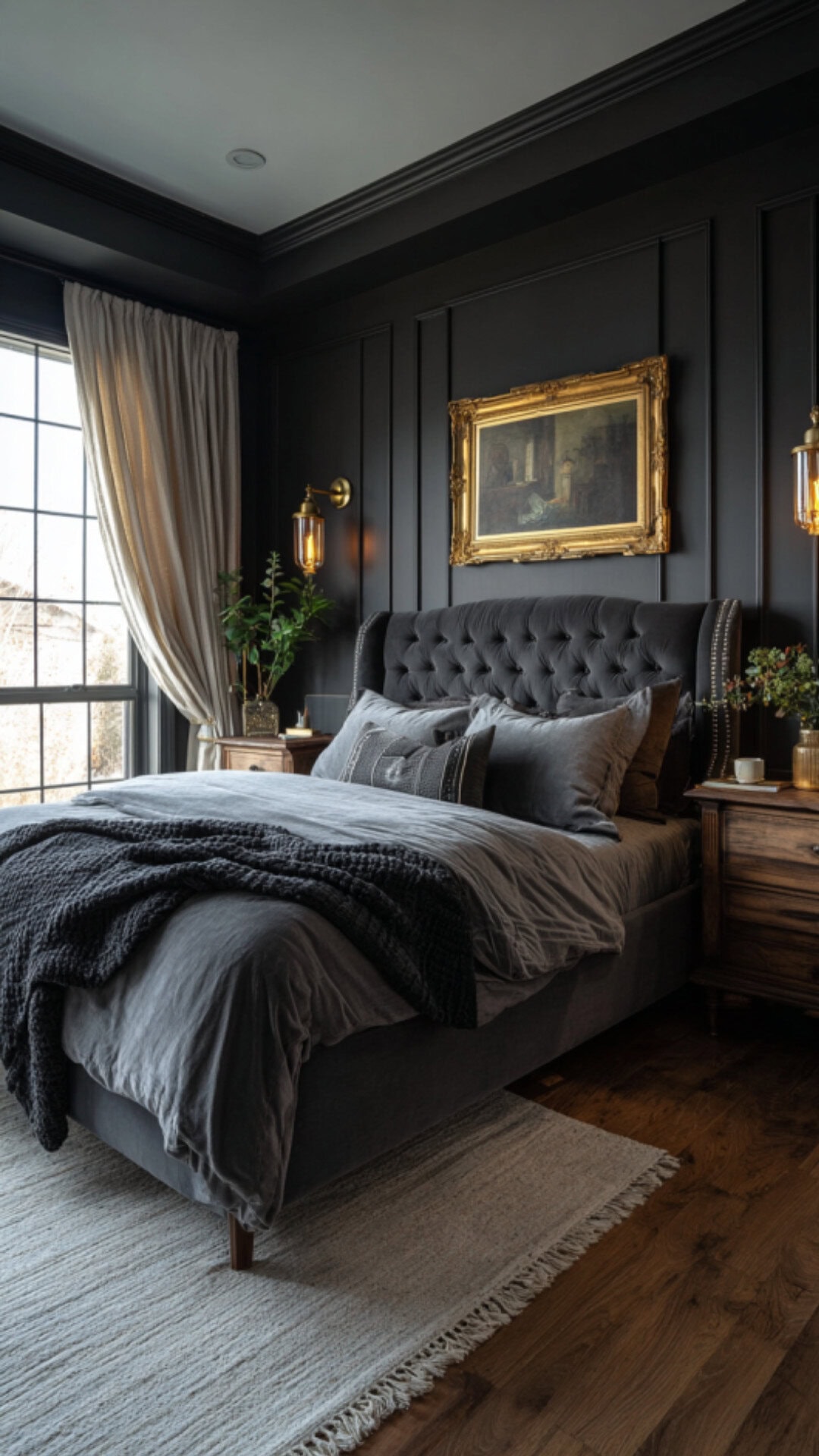 8. Black Dark Romantic Bedroom