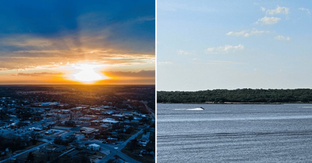 This Oklahoma Lake Lets the Sunset Take Up the Entire Sky