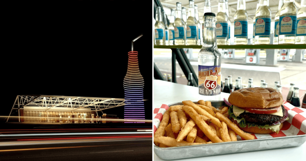 This Oklahoma Route 66 Stop Has a Glowing Soda Bottle Taller Than a Six-Story Building
